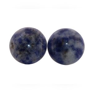 12mm Round Blue Spot Jasper Silver Stud Earrings 12RSSE15